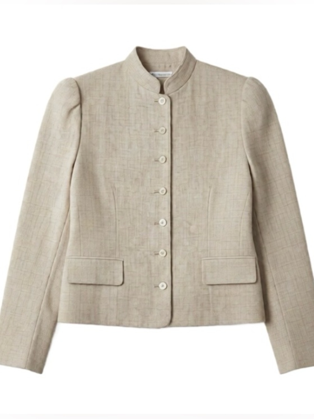 Vintage Evan Picone Cream Blazer Cropped Mandarin Collar